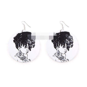 Womens Round Wood Ethnic Dangle Earrings