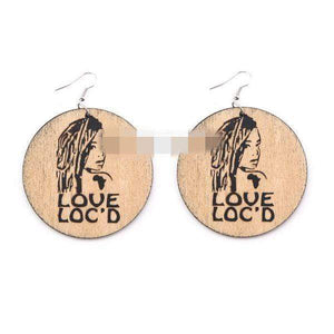 Womens Round Wood Ethnic Dangle Earrings