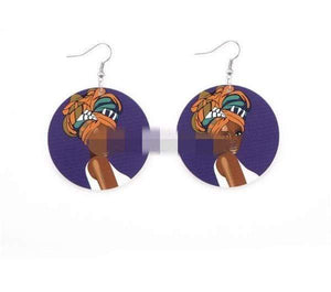 Womens Round Wood Ethnic Dangle Earrings