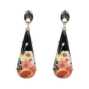 Earrings Womens Black Teardrop Flower Designer Earrings Jewelry