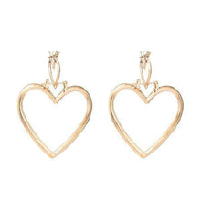 Load image into Gallery viewer, Earrings Womens Gold 2-in-1 Heart Hoops Earrings Jewelry