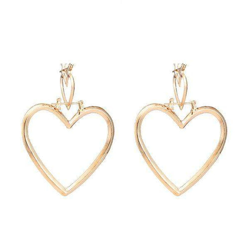 Gold Hoop 2-in-1 Heart Earrings
