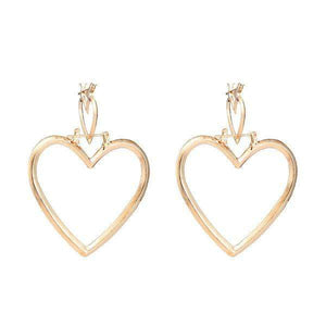 Earrings Womens Gold 2-in-1 Heart Hoops Earrings Jewelry