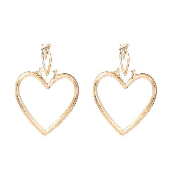 Earrings Womens Gold 2-in-1 Heart Hoops Earrings Jewelry