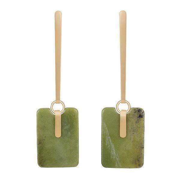 Earrings Womens Gold Green Long Stem Earrings Jewelry