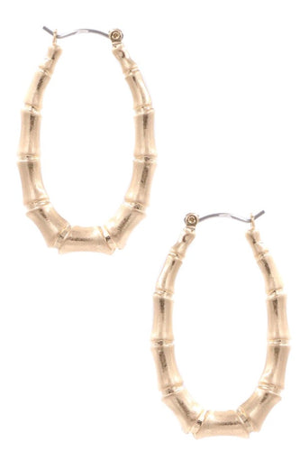 Earrings Womens Bamboo Oval Hoop Earrings Jewelry