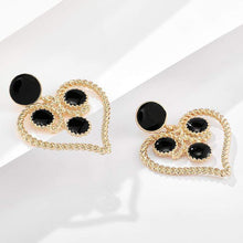 Load image into Gallery viewer, Earrings Womens Gold Heart Black Post Earrings Jewelry
