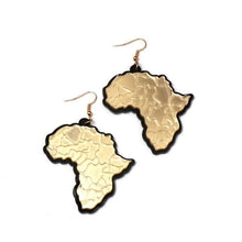 Load image into Gallery viewer, Womens Africa Map Mirror Black Gold Earrings