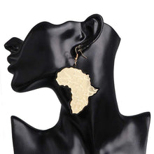 Load image into Gallery viewer, Womens Africa Map Mirror Black Gold Earrings