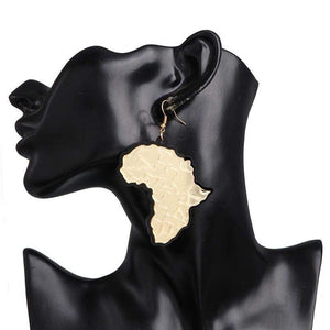 Womens Africa Map Mirror Black Gold Earrings