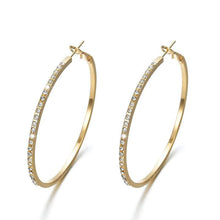 Load image into Gallery viewer, Earrings Womens Gold Crystal Encrusted Hoop Earrings Jewelry