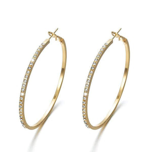 Earrings Womens Gold Crystal Encrusted Hoop Earrings Jewelry