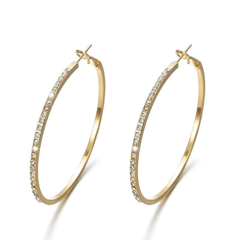 Earrings Womens Gold Crystal Encrusted Hoop Earrings Jewelry