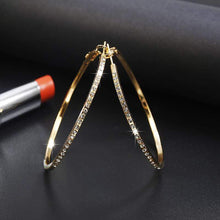 Load image into Gallery viewer, Earrings Womens Gold Crystal Encrusted Hoop Earrings Jewelry