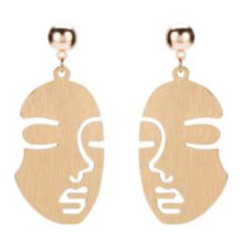Load image into Gallery viewer, Boho Womens Abstract Gold Face 2.5 &quot; Earrings