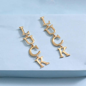Womens Gold Tone Good  "Luck" Earrings