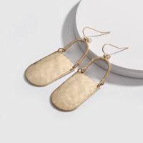 Womens Hammered Metal Drop Earrings