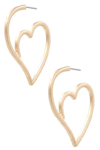 Womens Gold Tone Heart Hoop Earrings