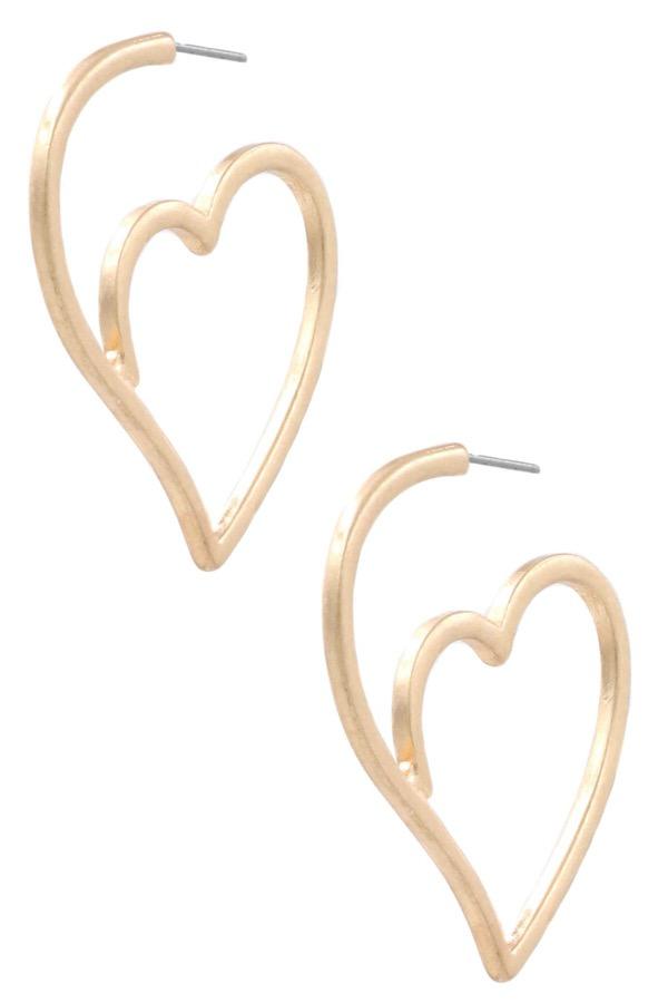 Womens Gold Tone Heart Hoop Earrings