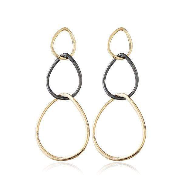 Womens Gold Triple Hoop Dangle Earrings