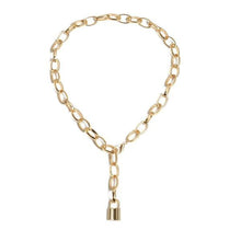 Load image into Gallery viewer, Gold Lock Pendant Chain Necklace