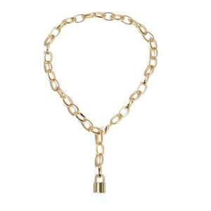 Gold Lock Pendant Chain Necklace