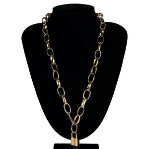 Gold Lock Pendant Chain Necklace