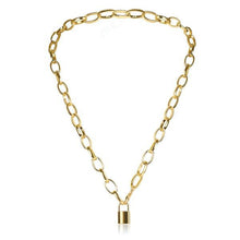 Load image into Gallery viewer, Gold Lock Pendant Chain Necklace