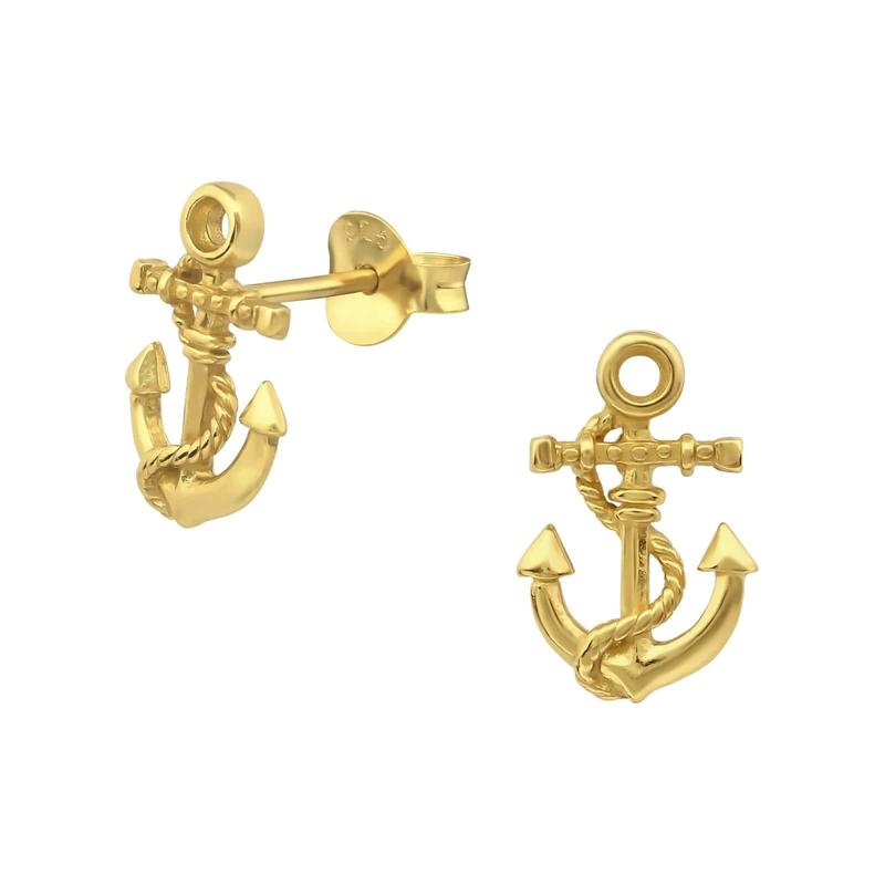 Earrings Gold Surgical Stainless Steel Anchor Stud Earrings