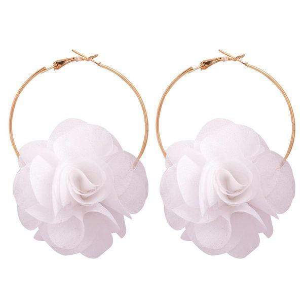 Earrings Womens Gold Hoops White Flower Earrings Jewelry