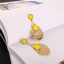 Load image into Gallery viewer, Womens Gold Tone Teardrop Earrings with Yellow Accent