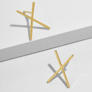Womens Gold Tone X Stud Earrings
