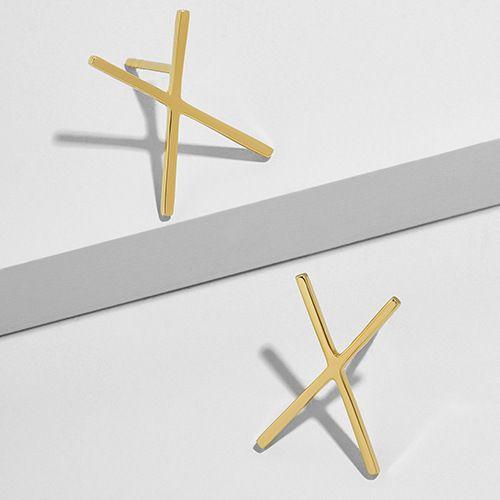 Womens Gold Tone X Stud Earrings