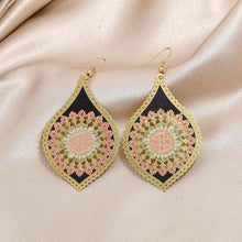 Load image into Gallery viewer, Golden Flower Drip Oil Earrings