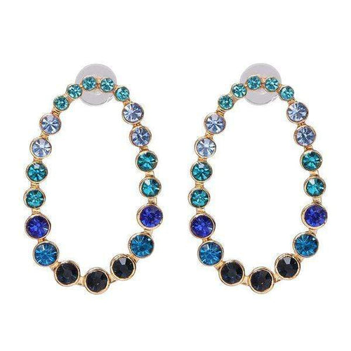 Womens Oval Hoop Rhinestone Stud Earrings