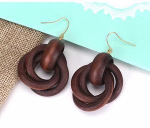Interlocking Fashion Wood Earrings