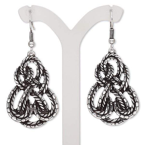 Womens Vintage Silver Tone Knot Design Earrings