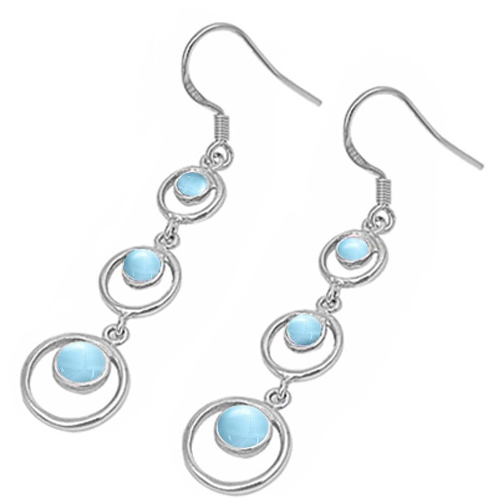 Womens Larimar Sterling Silver Dangle Earrings
