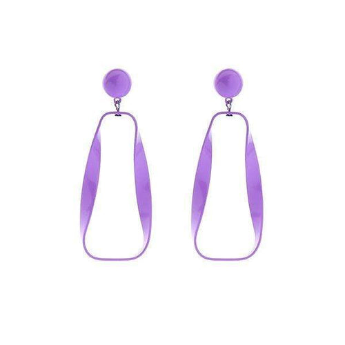 Womens Dangle Purple Hoop Stud Earrings