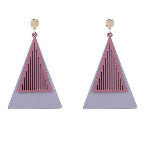 Earrings Womens Purple Metal Triangle Fashion Earrings Jewelry