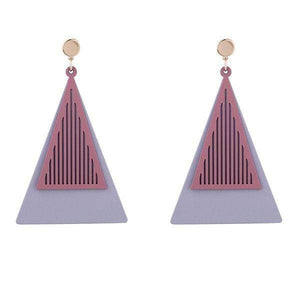 Womens Purple Metal Triangle Earrings