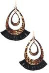 Earrings Womens Teardrop Leopard Fringe Metal Earrings Jewelry