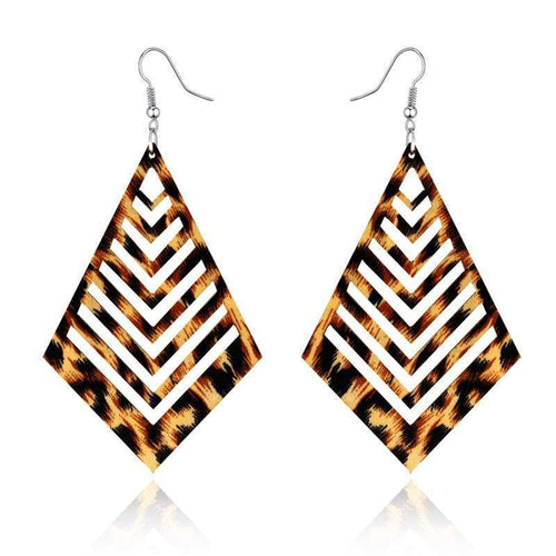 Wood Leopard Cutout Earrings - More Colors