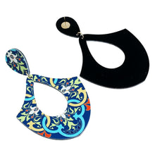 Load image into Gallery viewer, Boho Womens Blue Aztec Design Teardrop Earrings