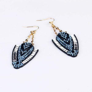 Womens Rhinestone Shimmer Silver Dangle Drop Chain Earrings