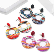 Load image into Gallery viewer, Womens Multi-Color Fabric Hoop Fashion Earrings