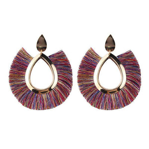 Womens Fringe Earrings Lightweight Dangle Teardrop Cotton Tassel Earrings