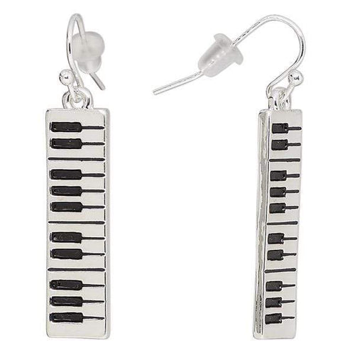 Womens Silver Tone Piano Key Board Musical Earrings