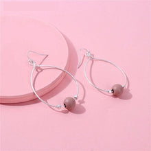 Load image into Gallery viewer, Oval Hoop Earrings with Bead Design - More Colors
