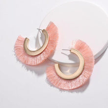 Load image into Gallery viewer, Womens Open Hoop Fringe Earrings